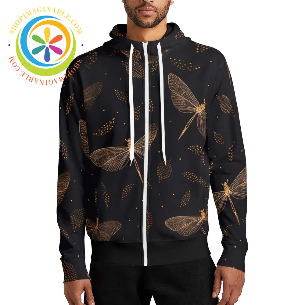 Fly Fly Dragonfly Full Zip Turtleneck Hoodie Streetwear