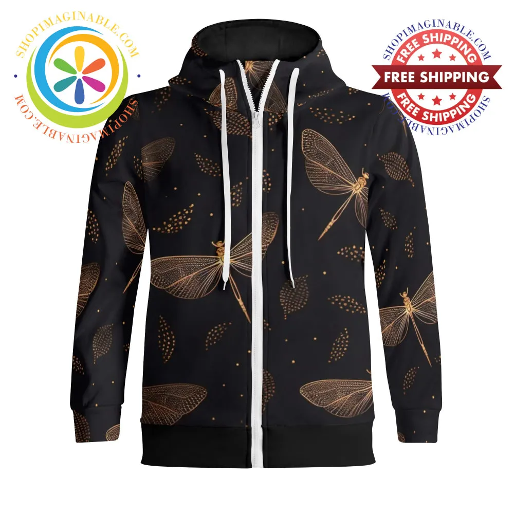 Fly Fly Dragonfly Full Zip Turtleneck Hoodie Streetwear