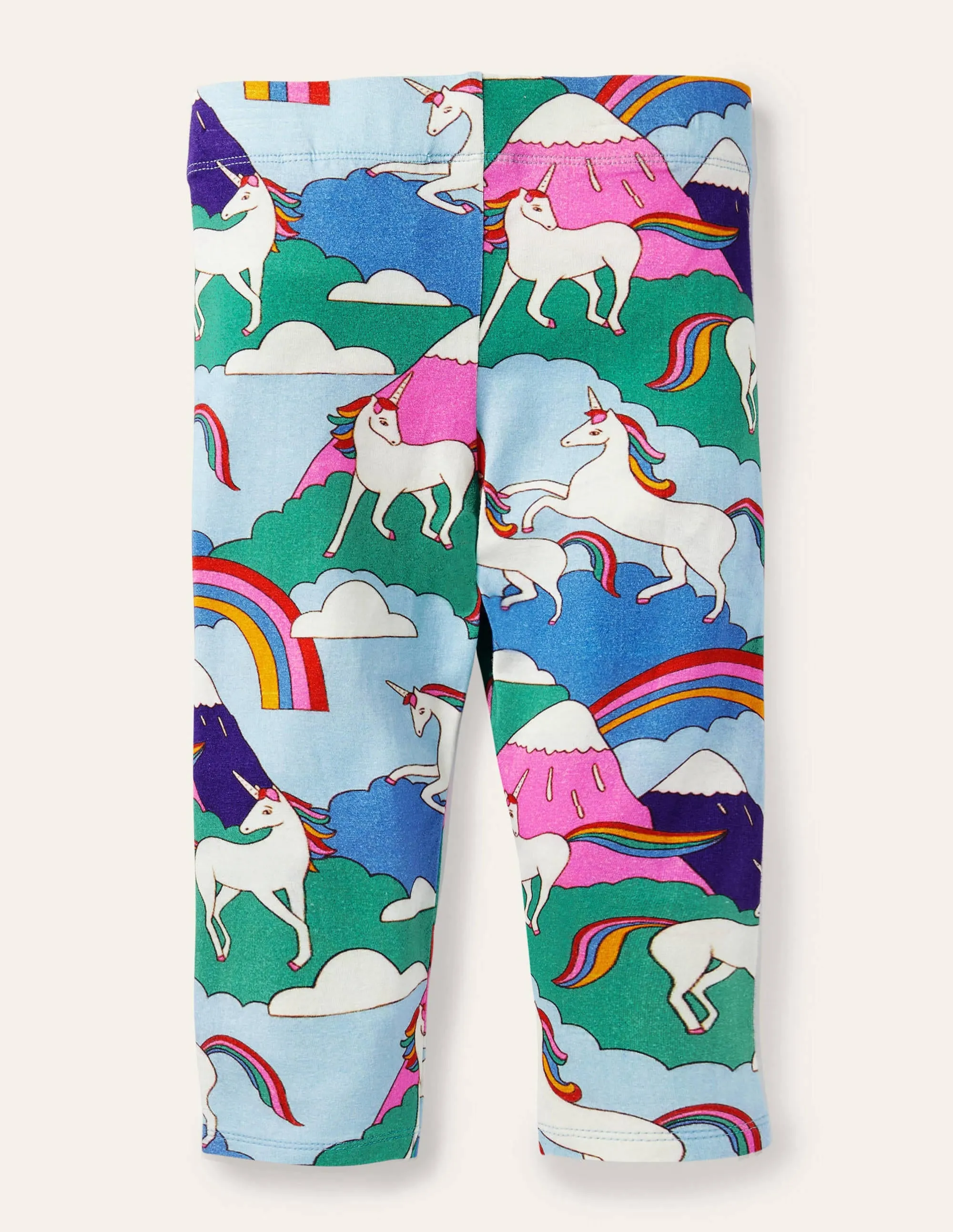 Fun Cropped Leggings-Multi Unicorn Mountain