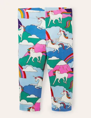 Fun Cropped Leggings-Multi Unicorn Mountain