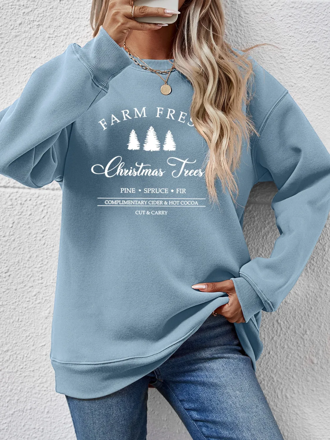 Graphic Farm Fresh Dropped Shoulder Sweatshirt