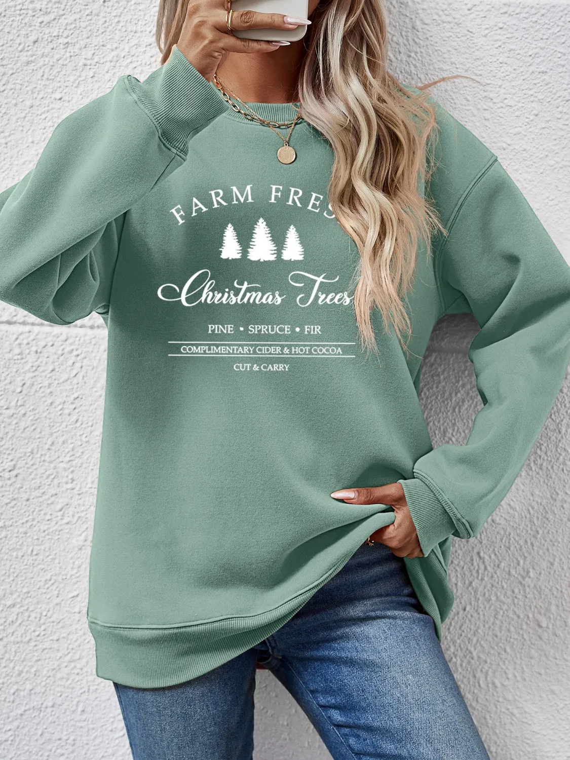 Graphic Farm Fresh Dropped Shoulder Sweatshirt