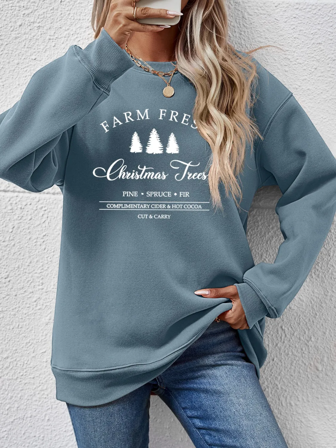 Graphic Farm Fresh Dropped Shoulder Sweatshirt