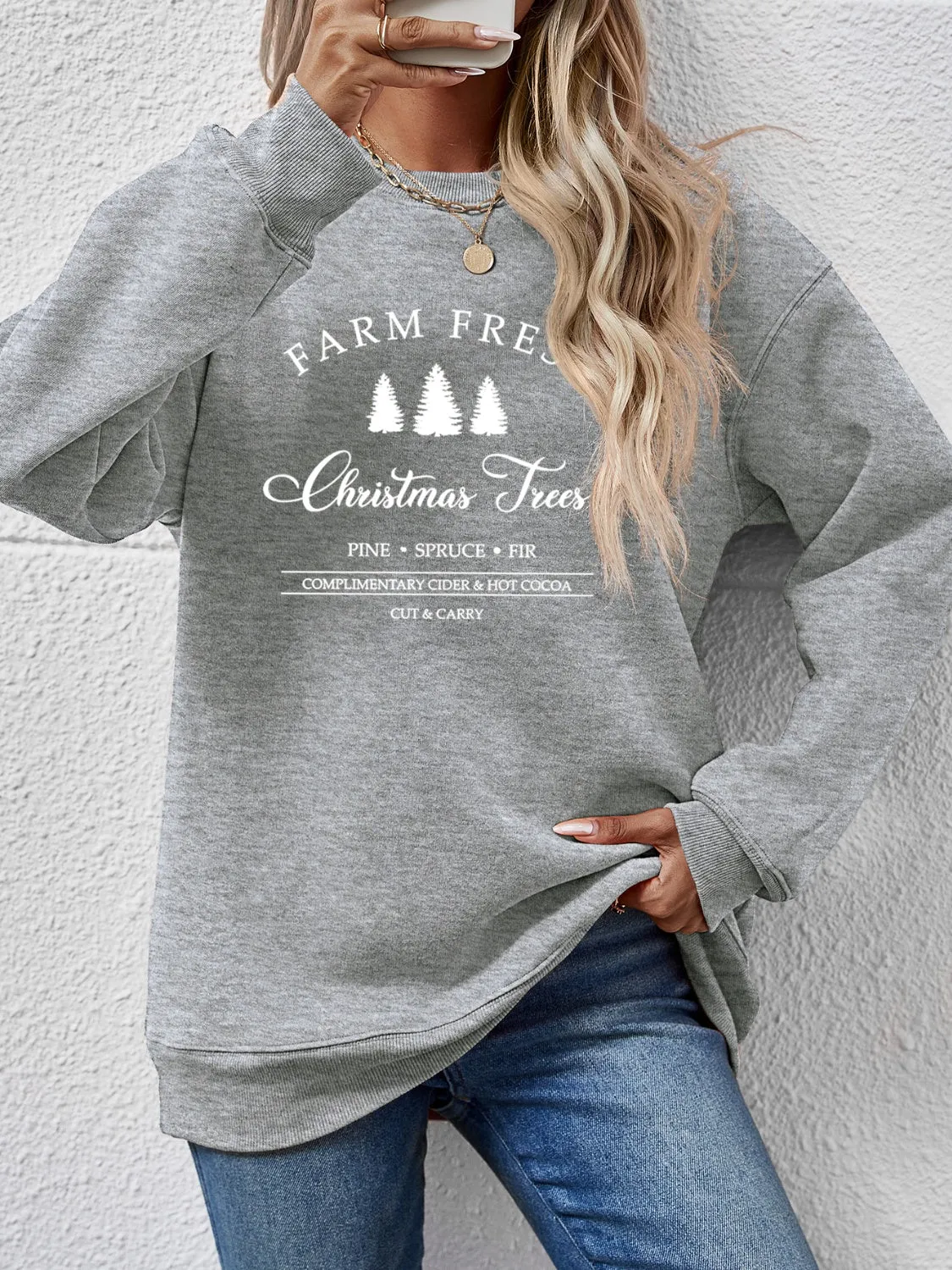 Graphic Farm Fresh Dropped Shoulder Sweatshirt