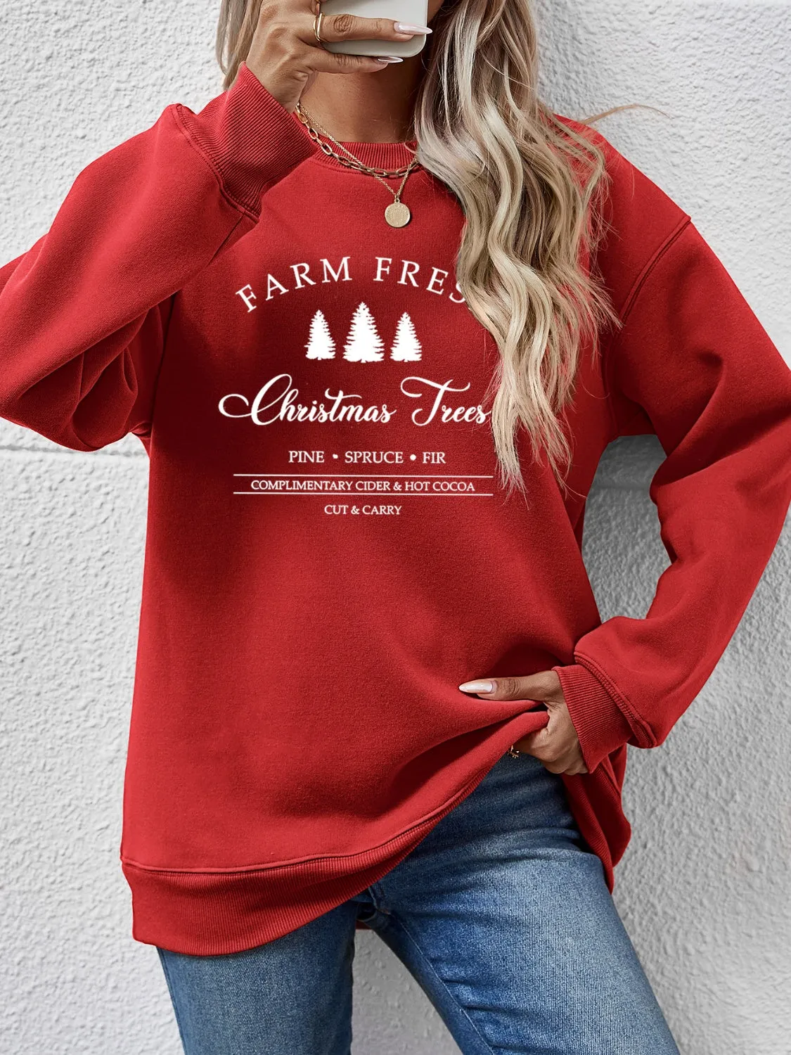 Graphic Farm Fresh Dropped Shoulder Sweatshirt