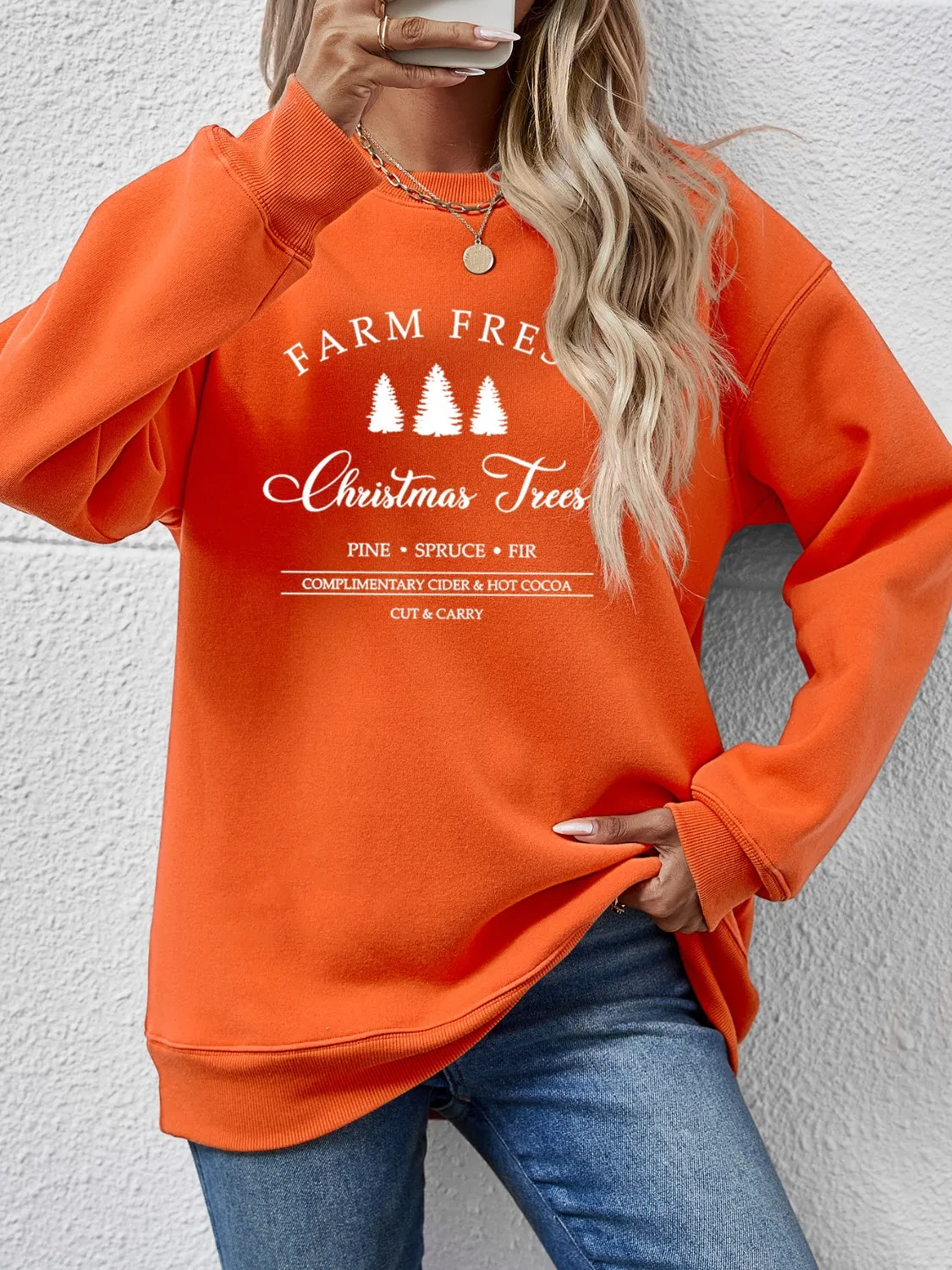 Graphic Farm Fresh Dropped Shoulder Sweatshirt