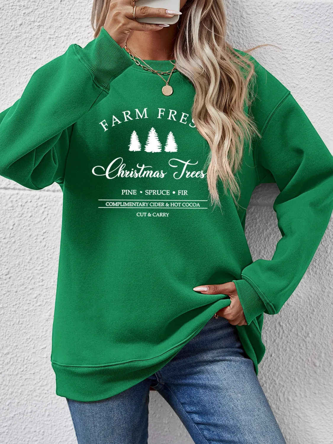 Graphic Farm Fresh Dropped Shoulder Sweatshirt