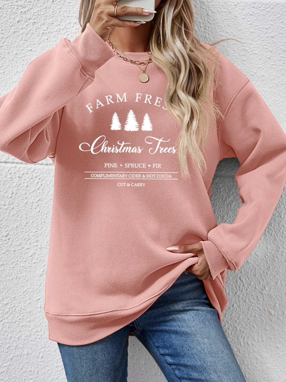 Graphic Farm Fresh Dropped Shoulder Sweatshirt