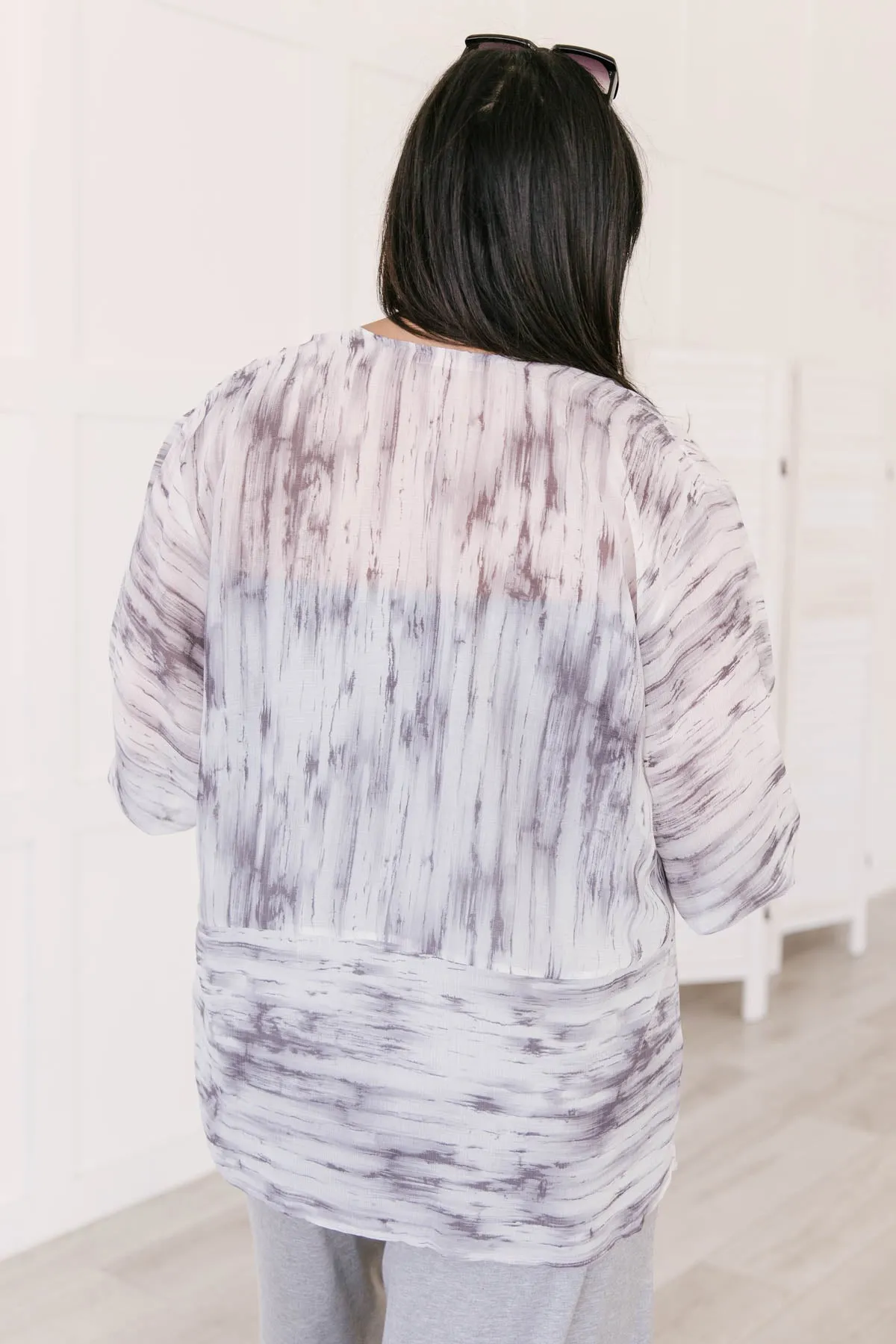 Gray Area Chiffon Kimono