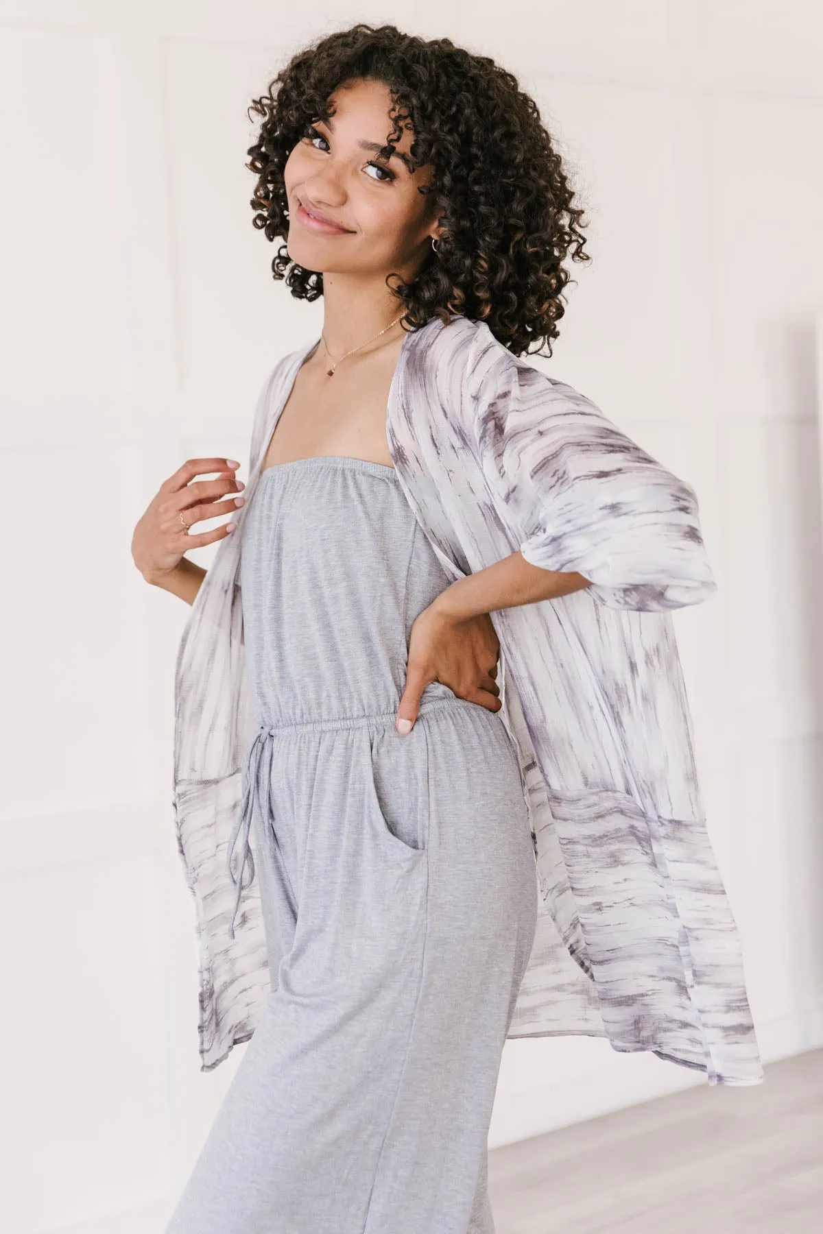 Gray Area Chiffon Kimono