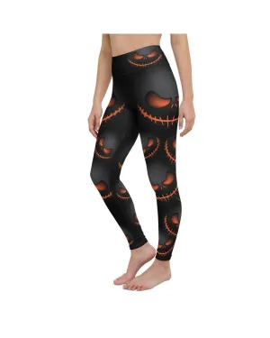 Halloween Evil Pumpkin Grin Yoga Pants