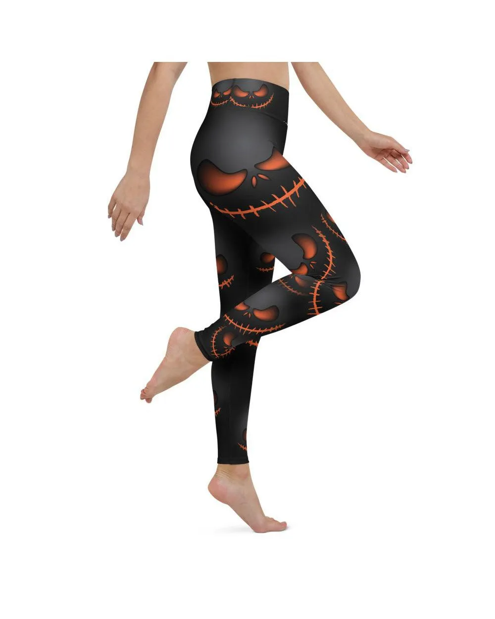 Halloween Evil Pumpkin Grin Yoga Pants