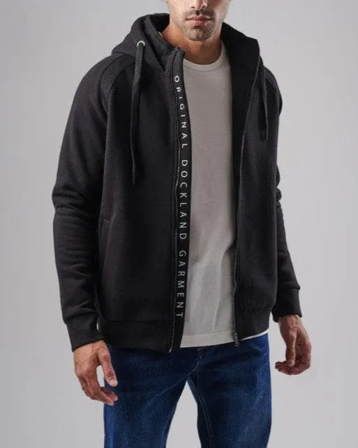 High Neck Zip Hoodie - BLACK