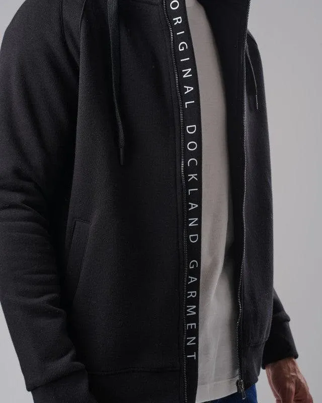 High Neck Zip Hoodie - BLACK