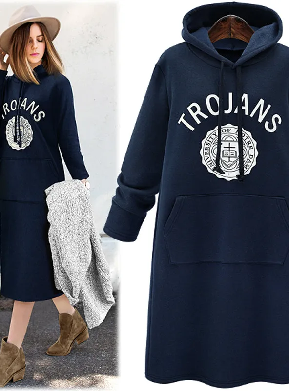 Hoodies Slim Plus Thick Velvet Sweatshirt Dress