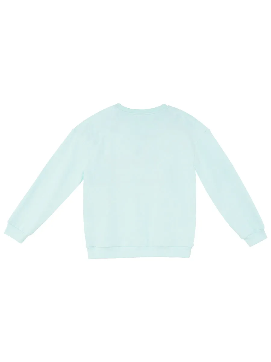 çiçekler kiz çocuk mint sweatshirt