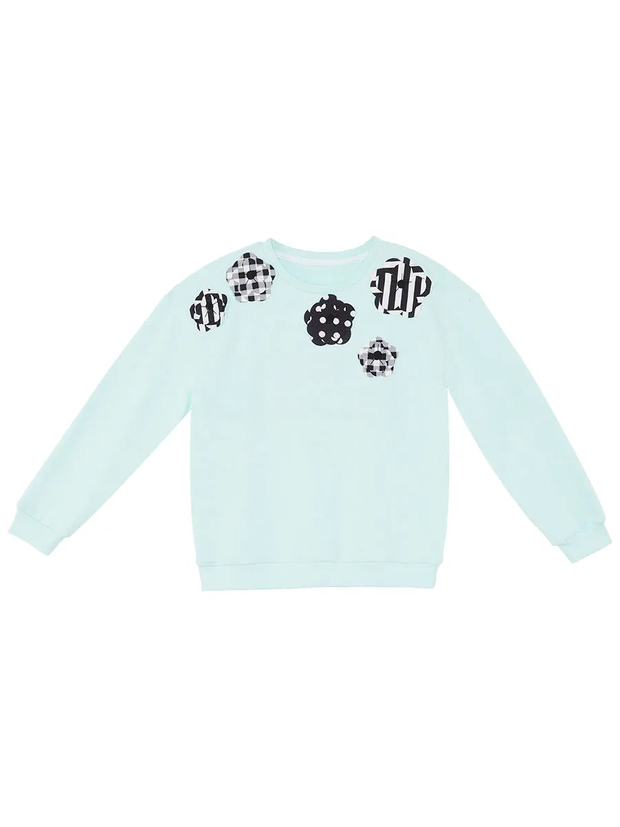 çiçekler kiz çocuk mint sweatshirt