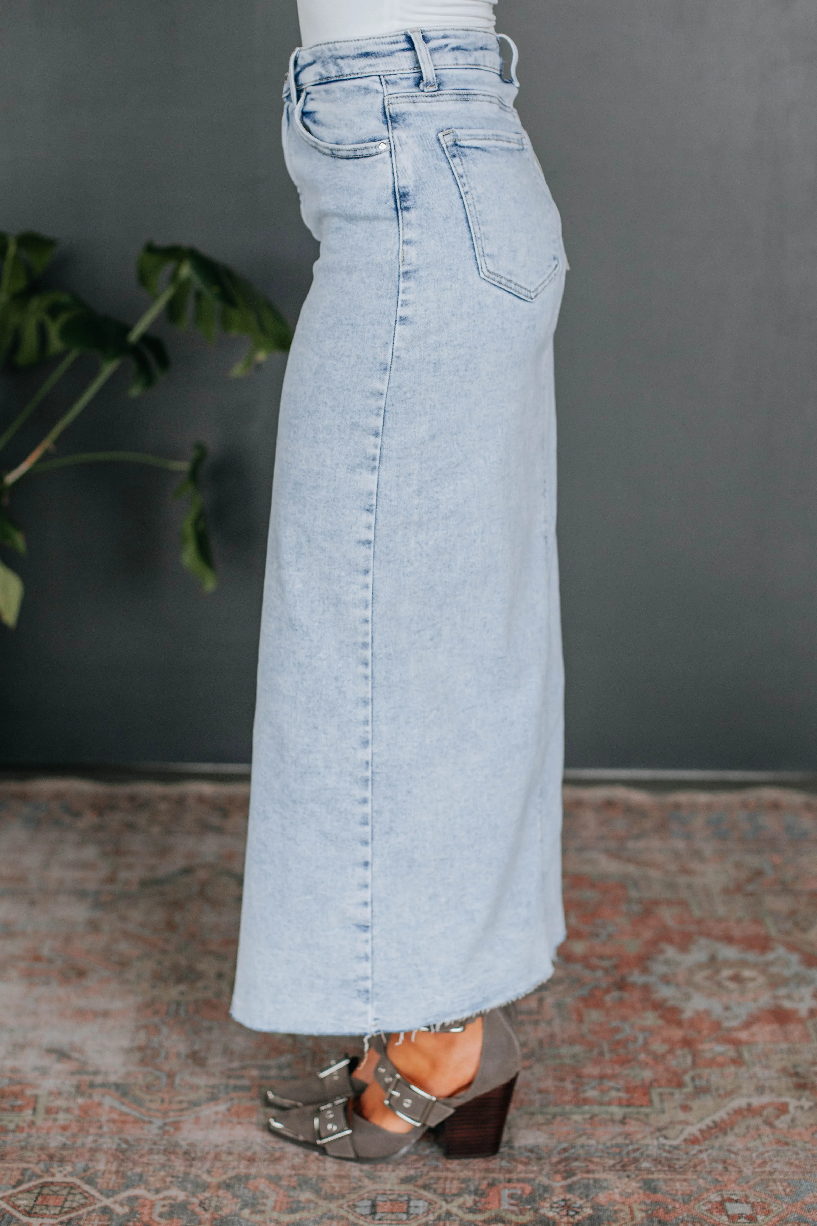 Karine Risen Denim Skirt