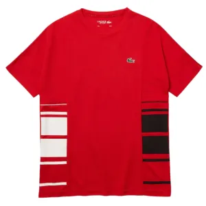 Lacoste Sport Graphic Bands Crew Neck Piqué T-shirt (Red)