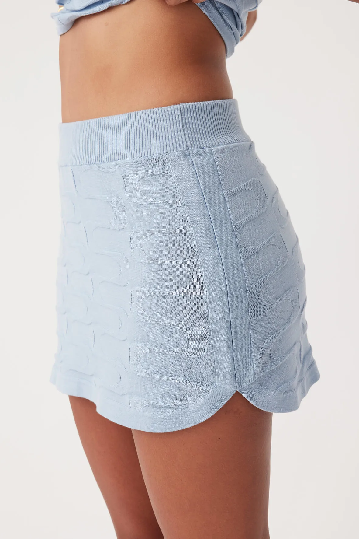 Lara Organic Cotton A-Line Mini Skirt - Sky