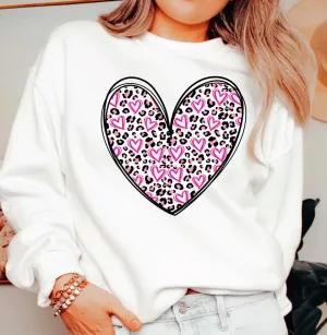 Leopard Hearts and More Hearts Wholesale Crewneck Sweatshirt