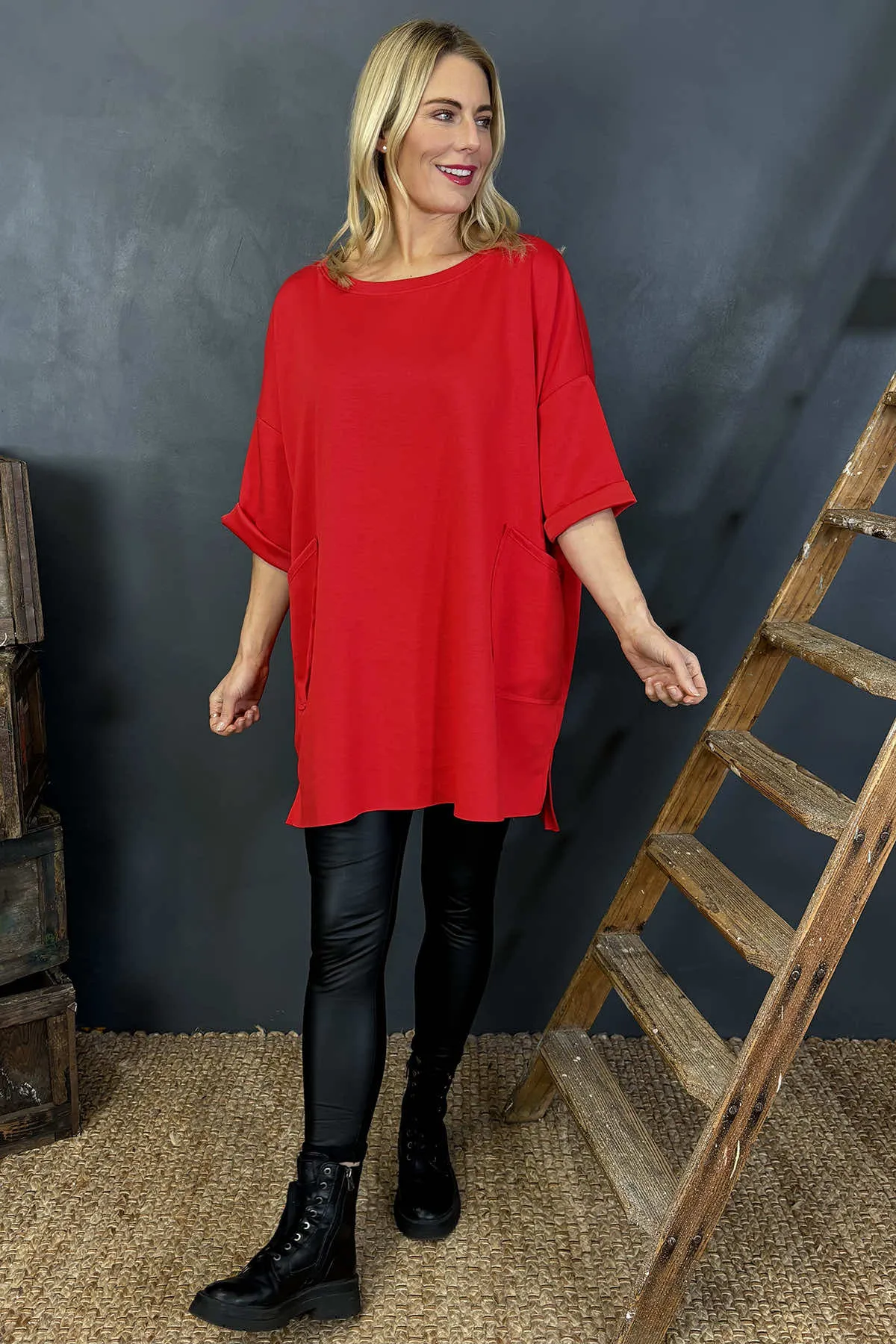 Liesel Pocket Tunic Red