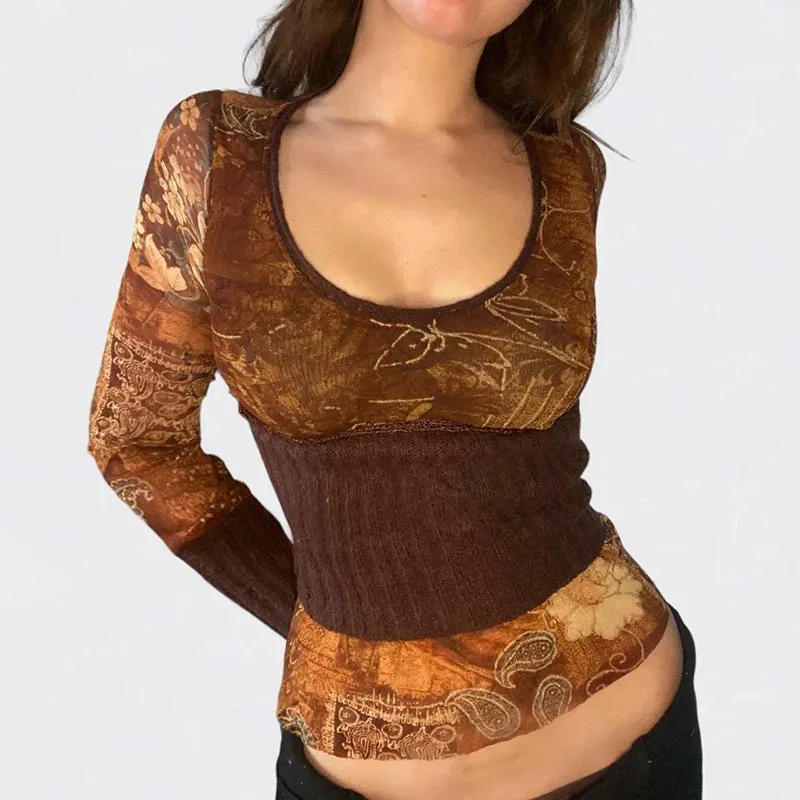 Lina Long Sleeve Knitted Mesh Top