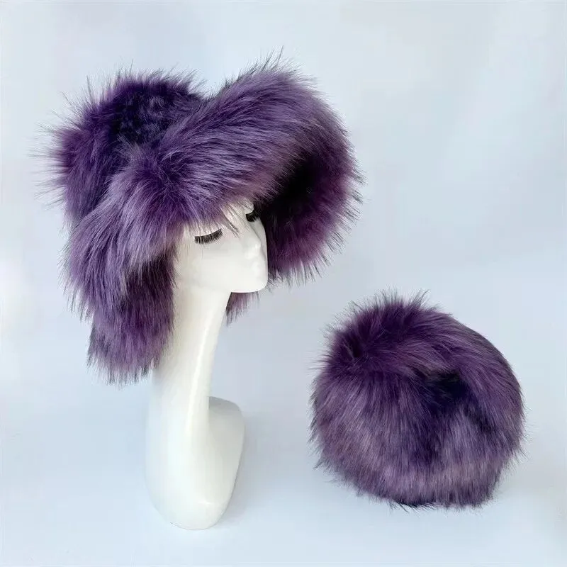 Luxury Fluffy Hat & Bag Set