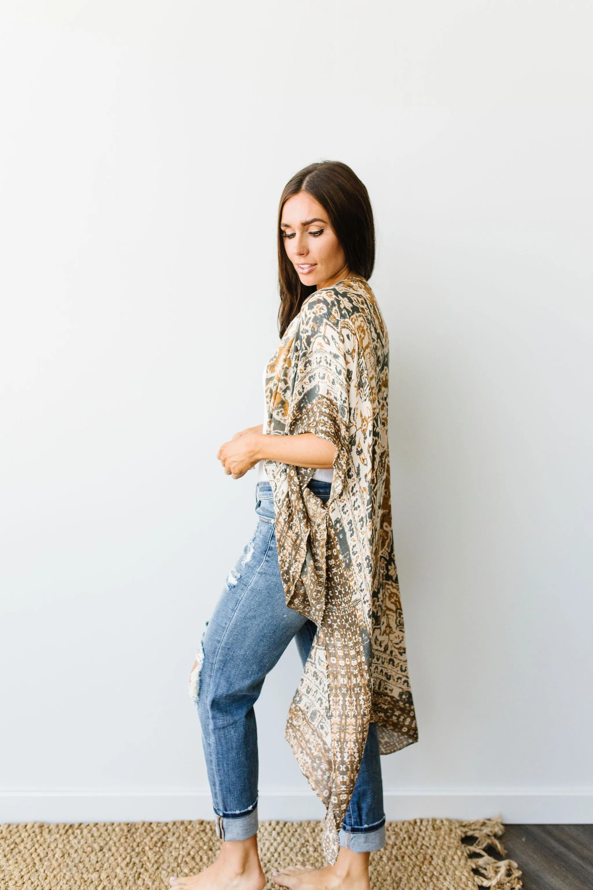 Marvelous Mandala Kimono In Slate