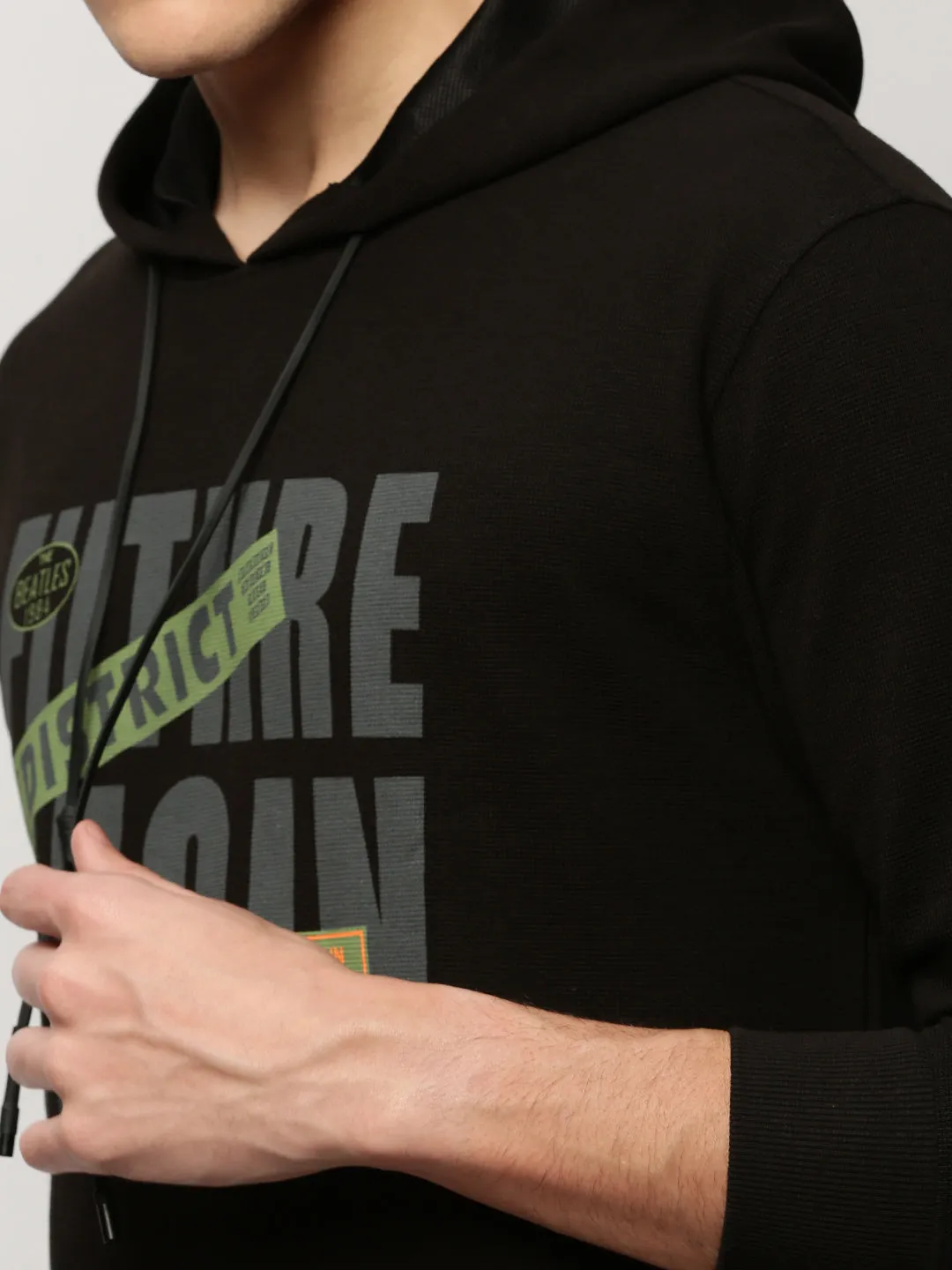 Men Black Typographic Casual Sweatshirts