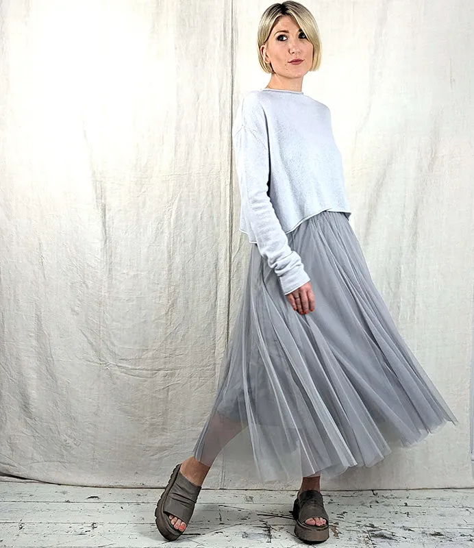 Midi Tulle Skirt - Light Grey