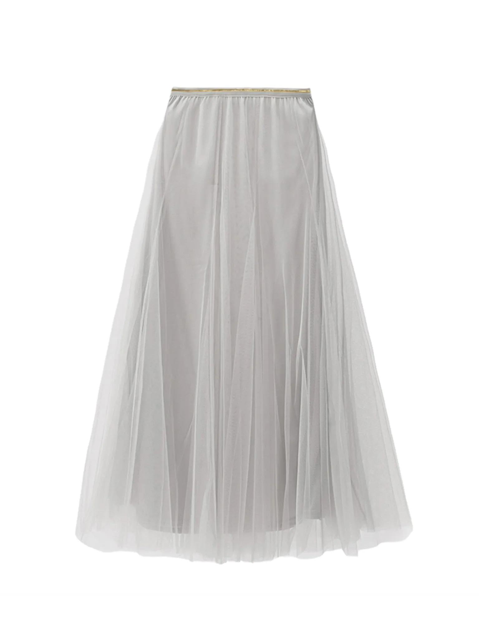 Midi Tulle Skirt - Light Grey