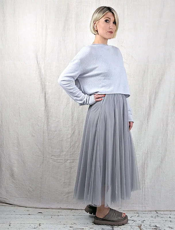 Midi Tulle Skirt - Light Grey