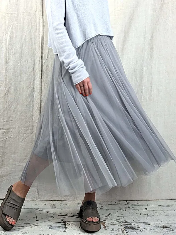 Midi Tulle Skirt - Light Grey