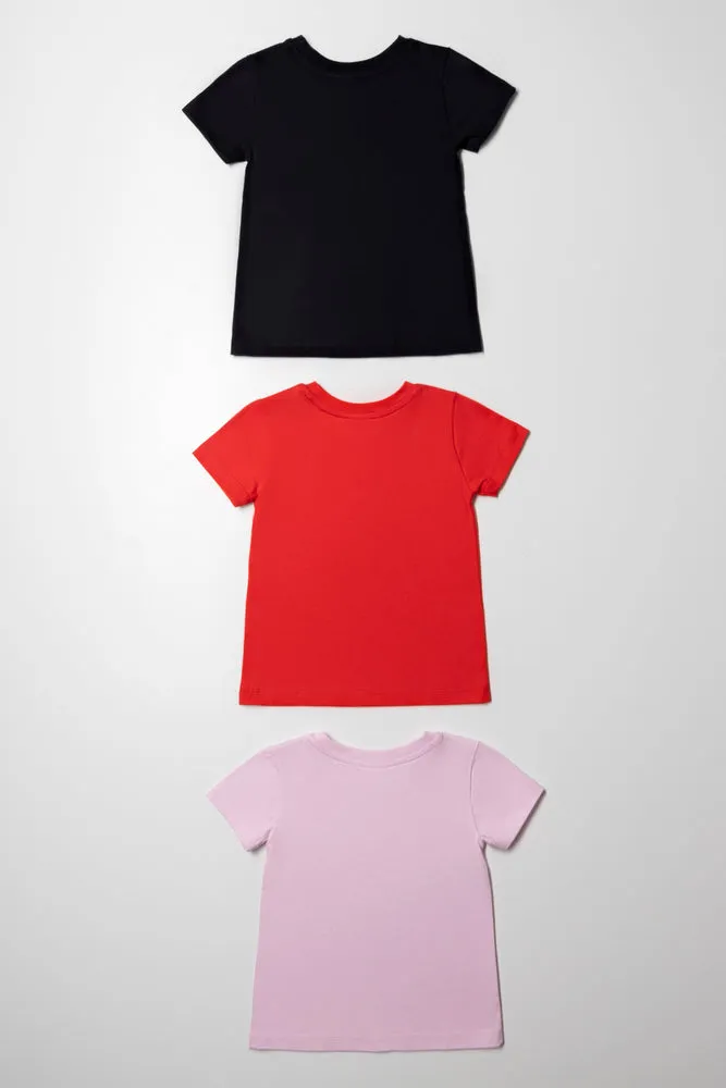 Miraculous 3 Pack T-Shirts Red, Pink And Black