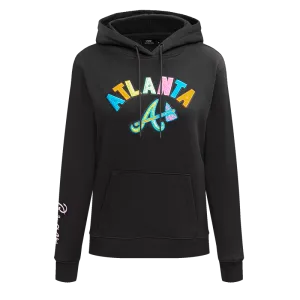 MLB ATLANTA BRAVES WASHED NEON WOMEN'S PO HOODIE (BLACK)