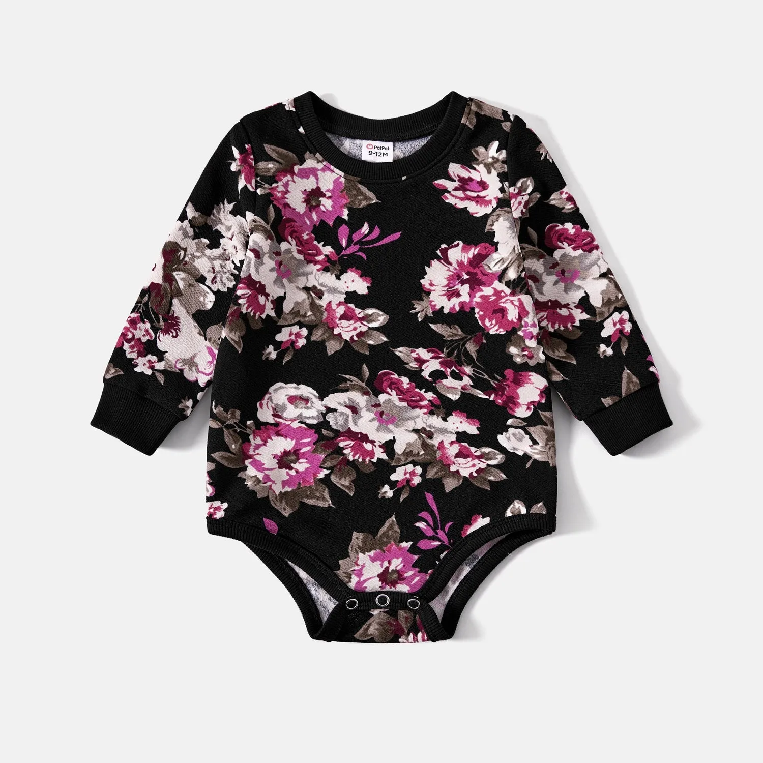 Mommy and Me Floral Print Crewneck Drop Shoulder Long-sleeve Tops