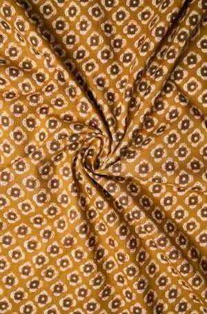 Natural Neutral Color Geo Pattern Printed Summer Pure Cotton Fabric