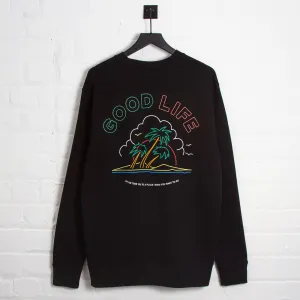 Neon Good Life Back Print - Sweatshirt - Black