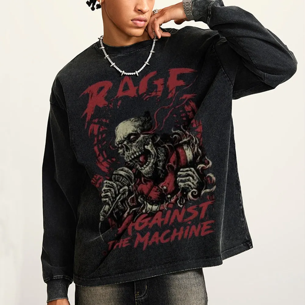 Oversized Vintage Washed Rage Against The Machine Graphic Sweatshirt