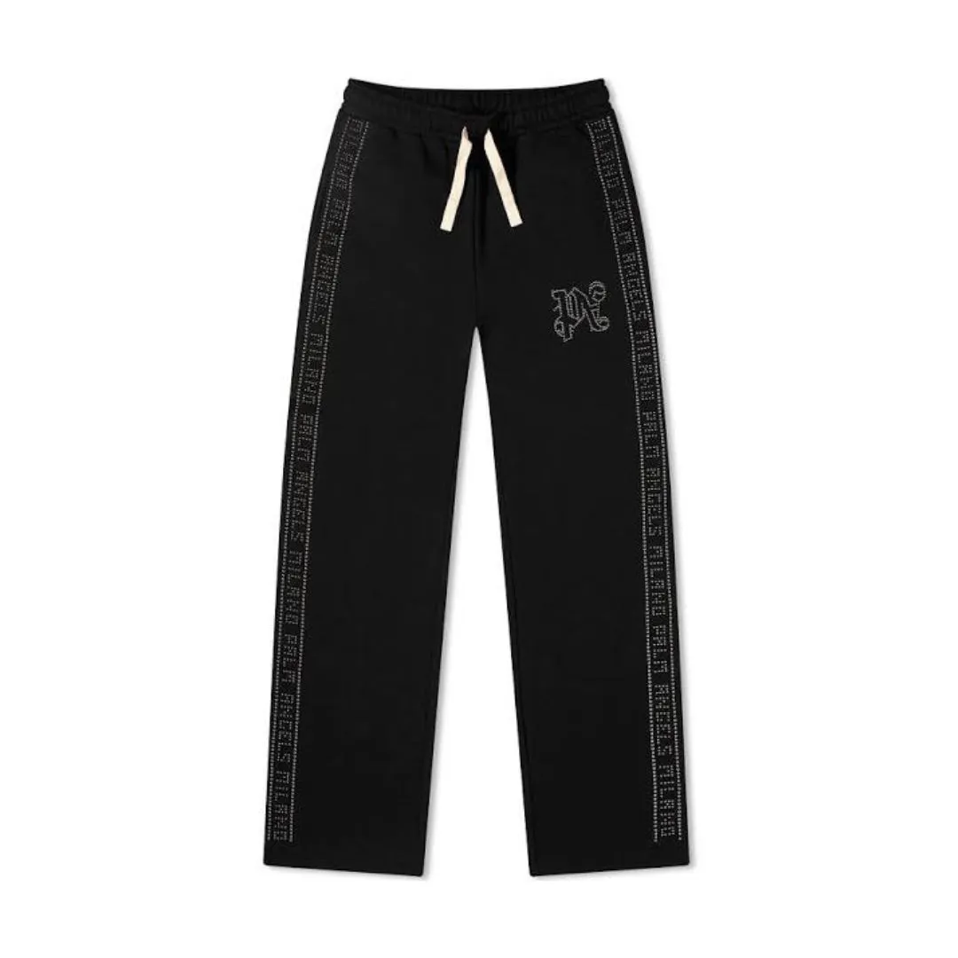 PALM ANGELS STUDDED SWEATPANTS BLACK