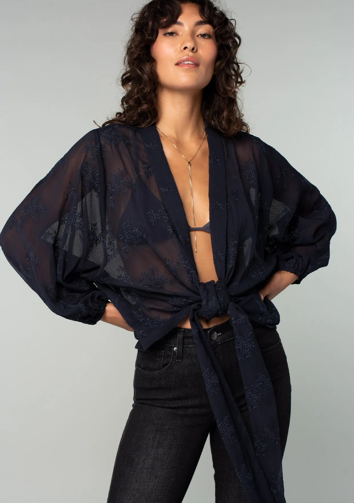 Paola Embroidered Kimono Top