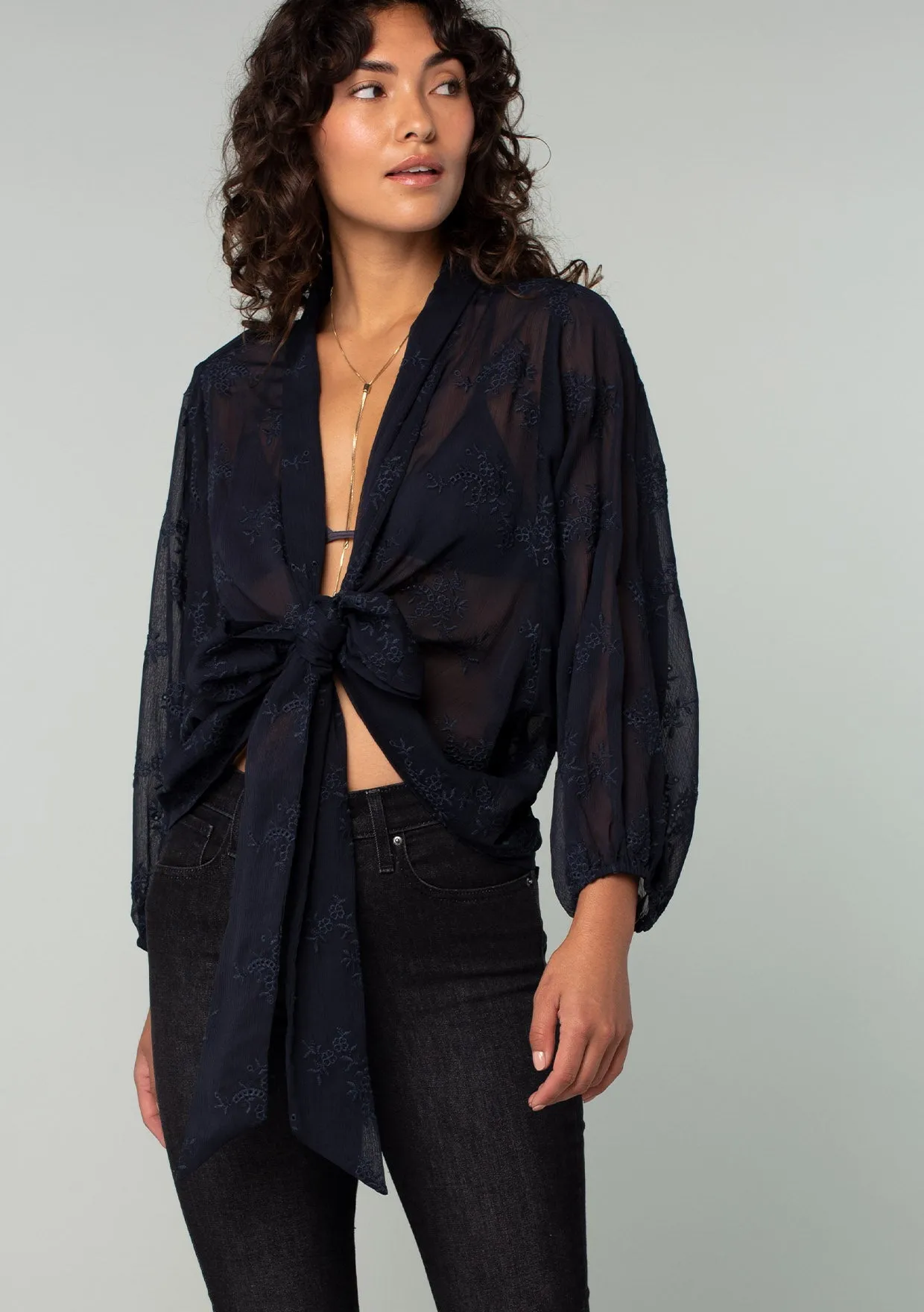 Paola Embroidered Kimono Top