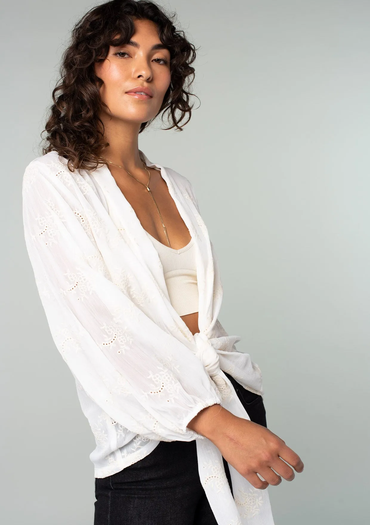 Paola Embroidered Kimono Top