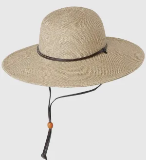 Paper Braid Wide Brim Hat With Chin Cord