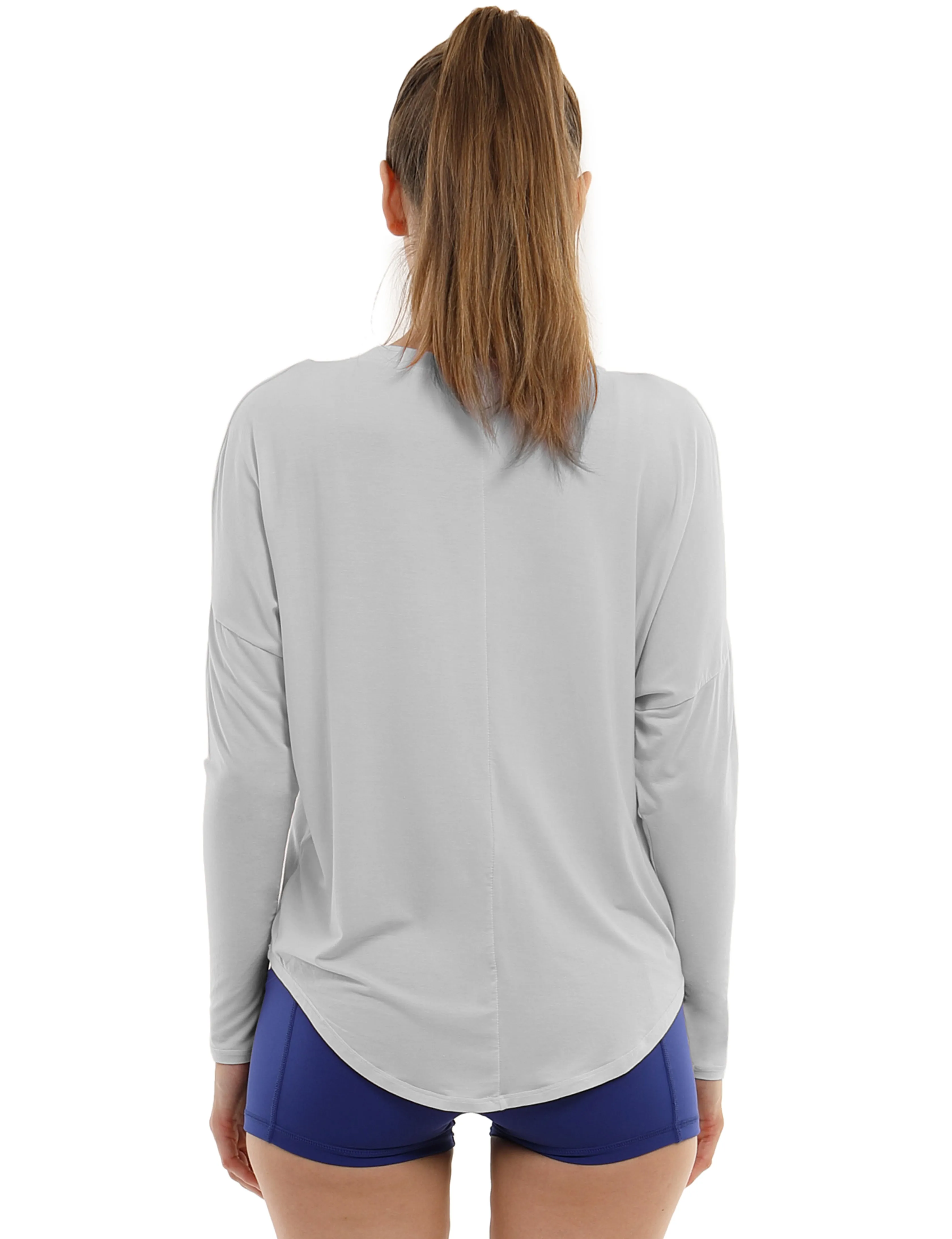 Pilates Batwing Tunic Tops lightgray_Pilates