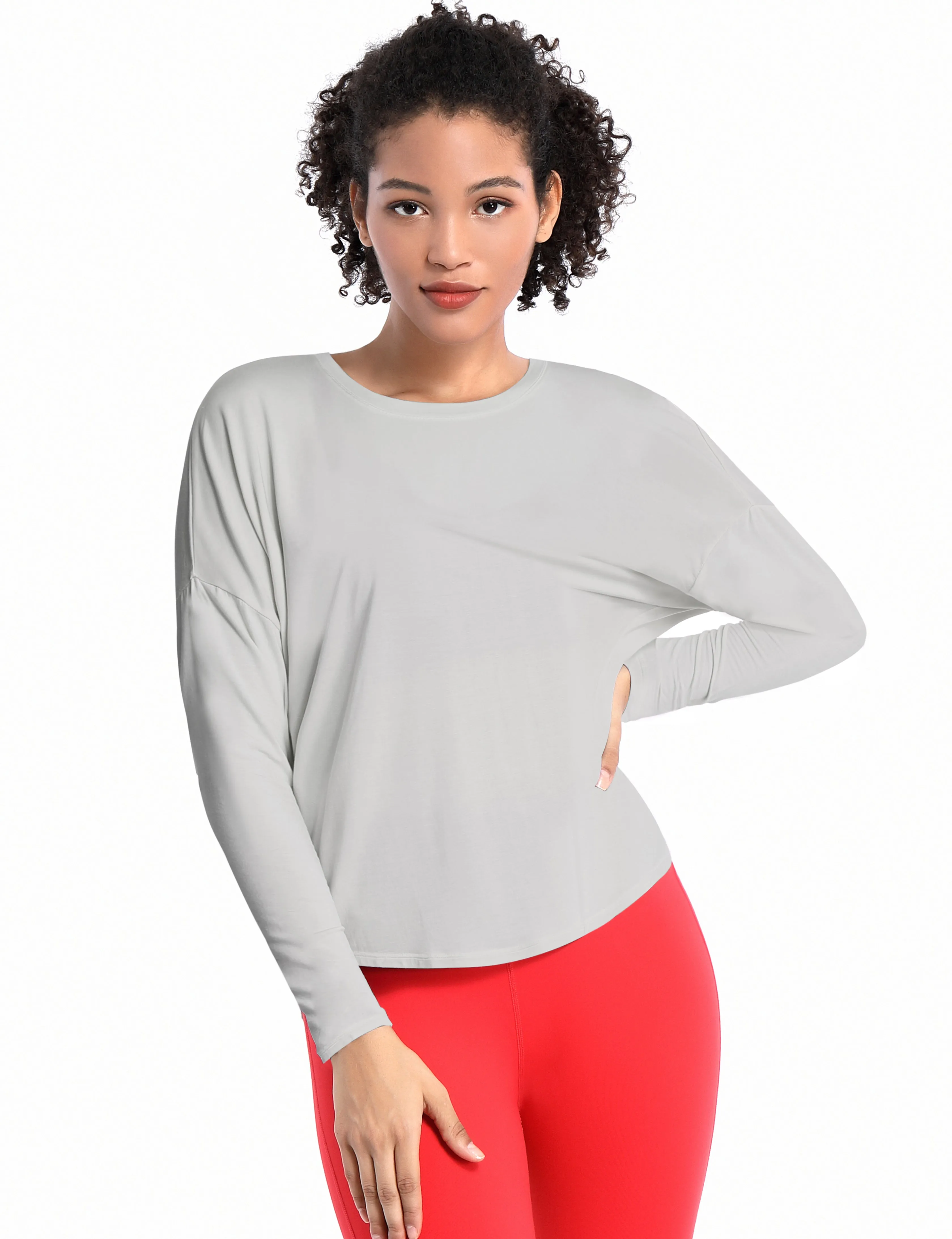 Pilates Batwing Tunic Tops lightgray_Pilates