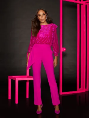 Pink Sash-Front Slim Pant