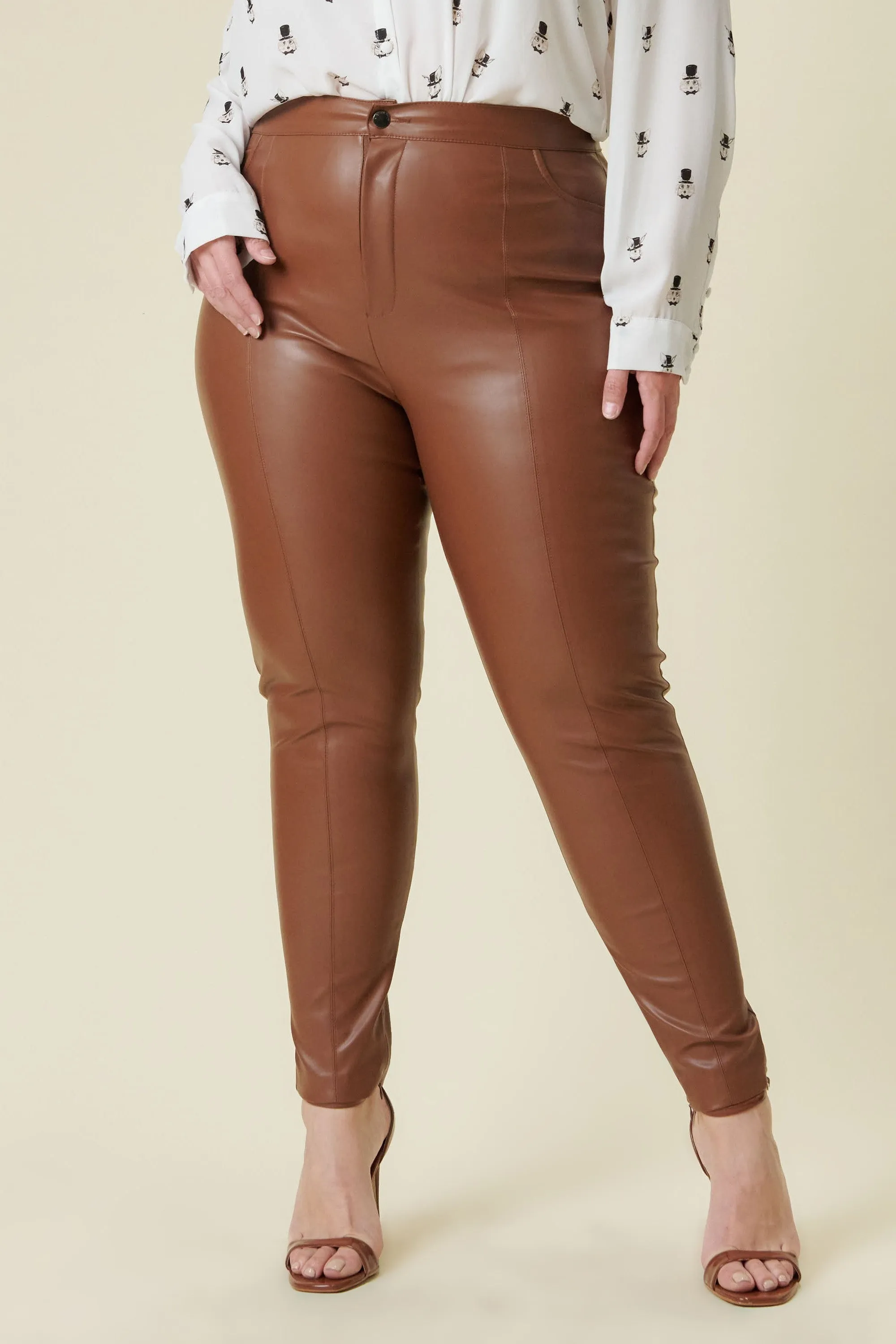 PLUS PU Vibrant Skinny Jeans with Zippers