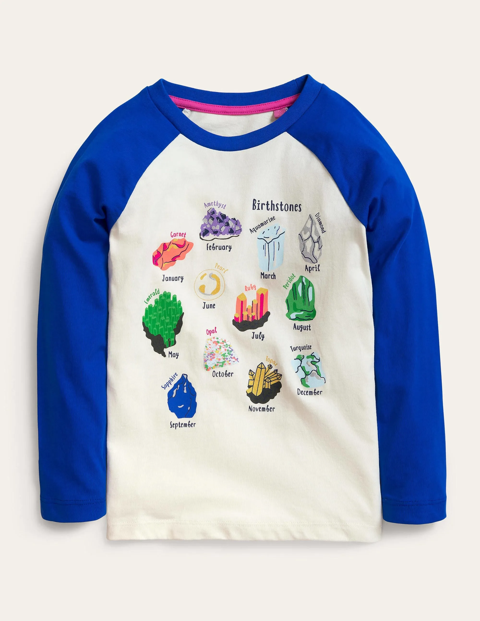 Printed Raglan Top-Brilliant Blue Gem Stones